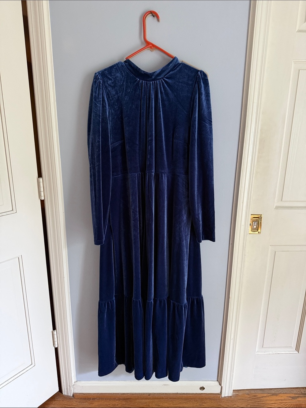 Boden Velvet Long-Sleeve Maxi Dress - Deep Blue